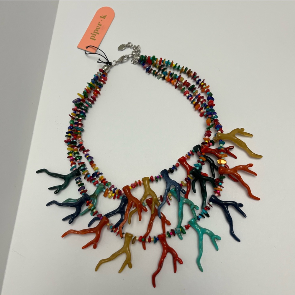 NWT ⚜️♥️⚜️ Piper K Multicolor Coral Statement Necklace - Picture 12 of 16